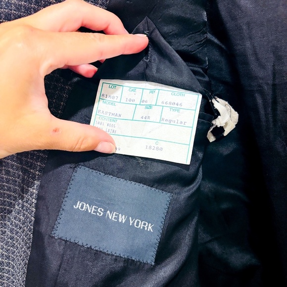 JONES NEW YORK Eastman black and brown plaid wool blazer - Picture 7 of 8